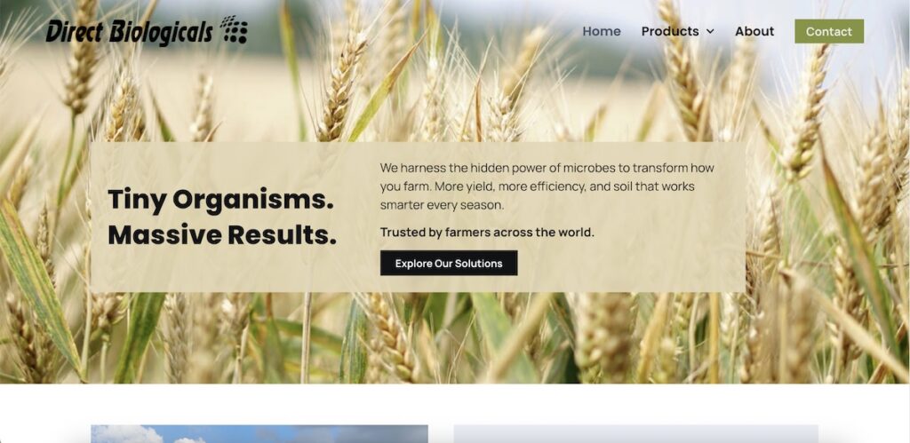 Direct Biologicals website homepage